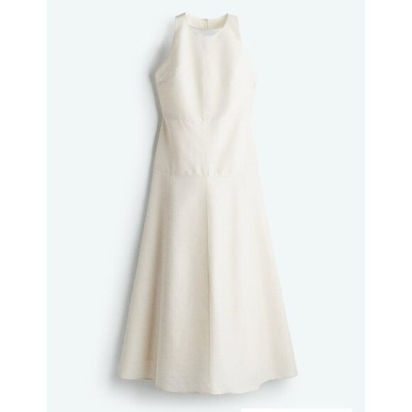 H & M Edition Ivory Halterneck Low Back A line Dress M - Picture 1 of 5